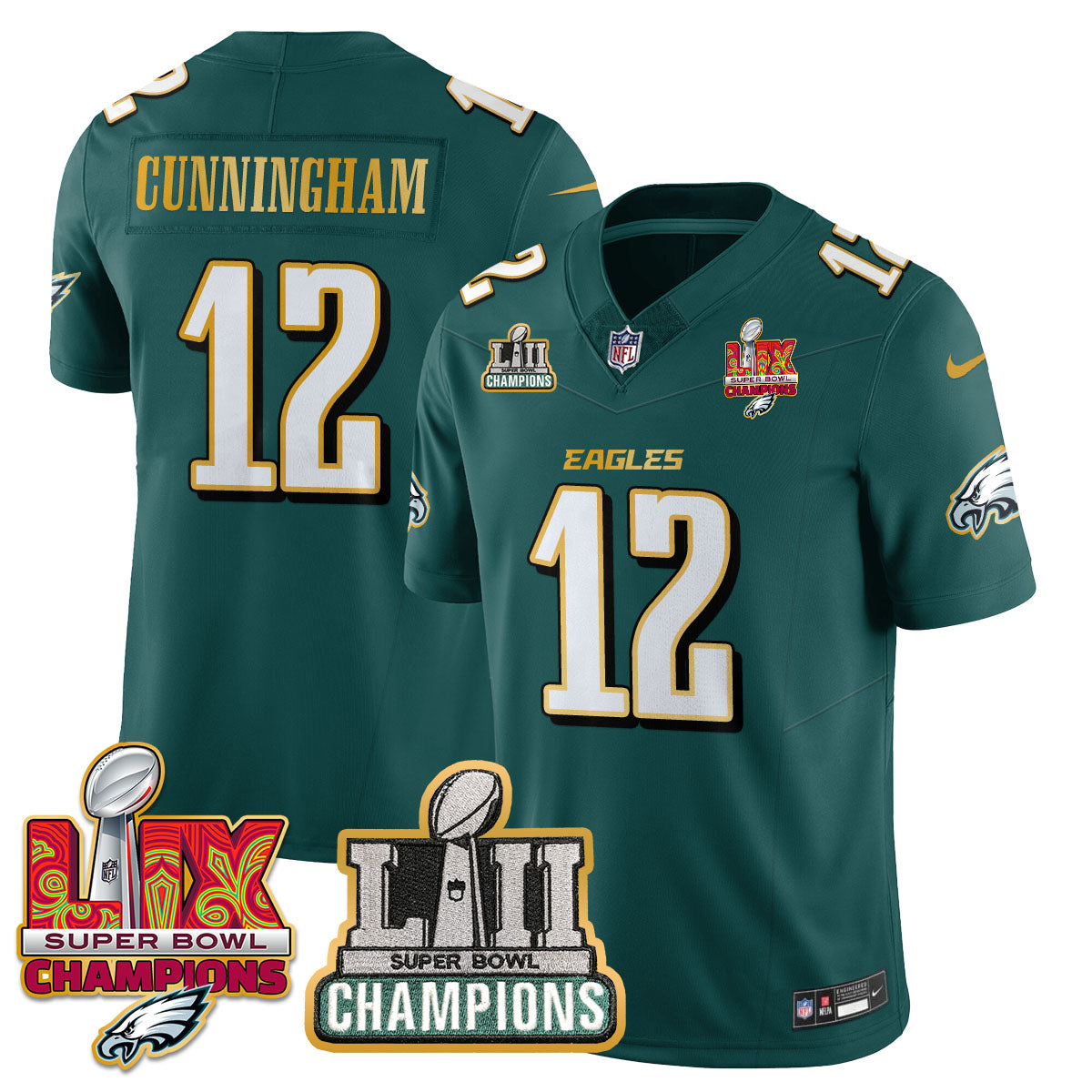PHI LII-LIX Super Bowl Champions Vapor Limited Gold Jersey - All Stitched