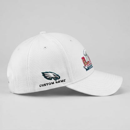 Philadelphia Eagles Champions SB LIX Baseball Custom Cap - Embroidered
