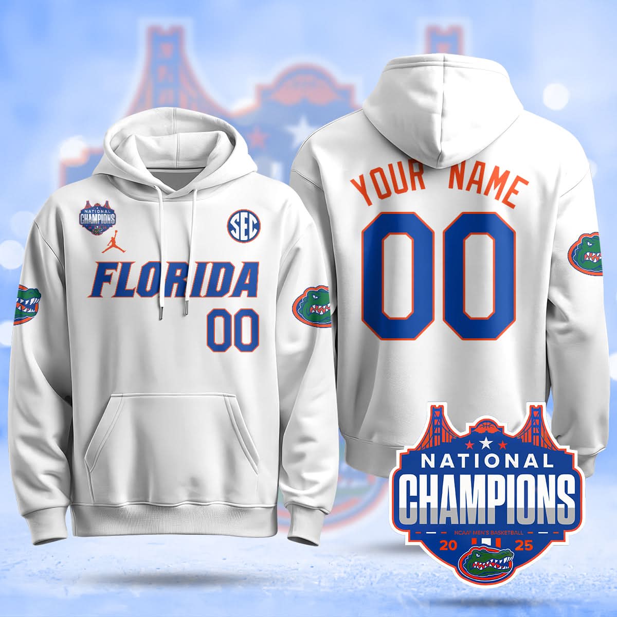 Florida Gators 2025 National Champions Basketball Custom Hoodie - All Stitched