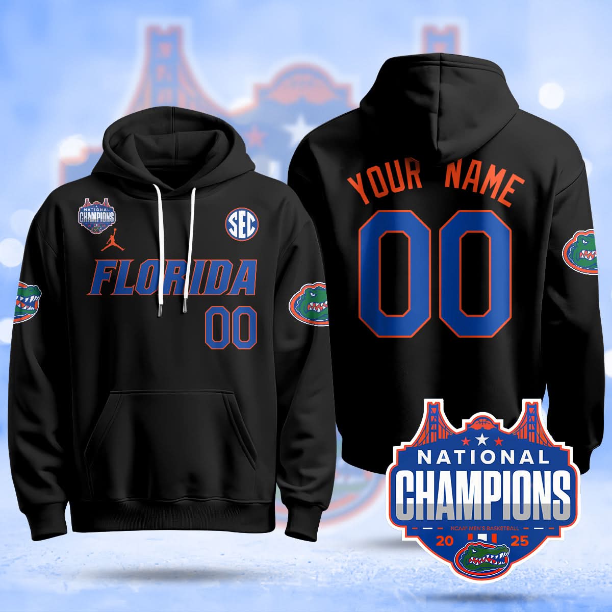 Florida Gators 2025 National Champions Basketball Custom Hoodie - All Stitched