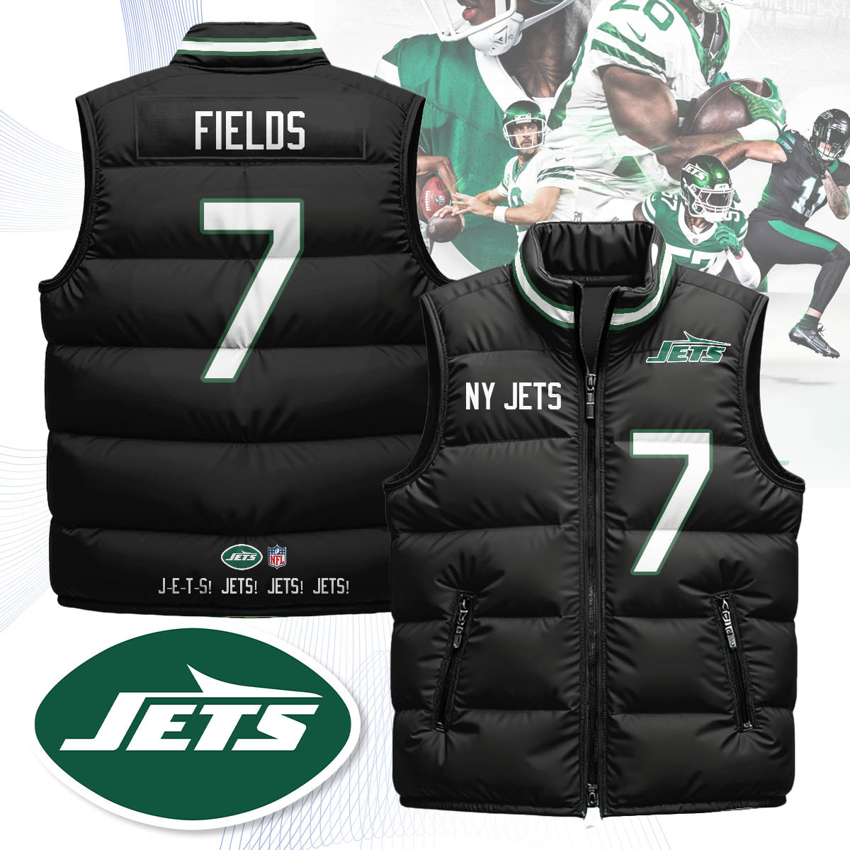 New York Jets Unisex Puffer Vest - Printed