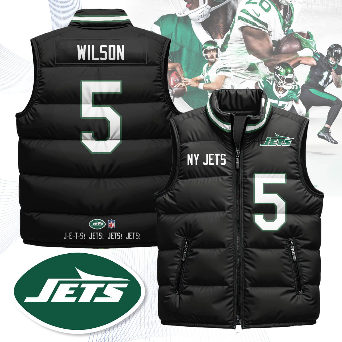 New York Jets Unisex Puffer Vest - Printed