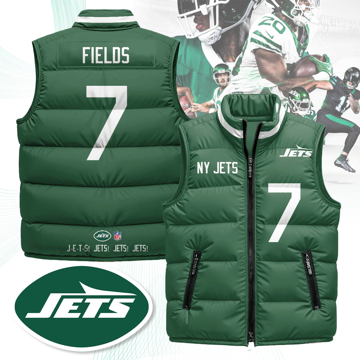 New York Jets Unisex Puffer Vest - Printed