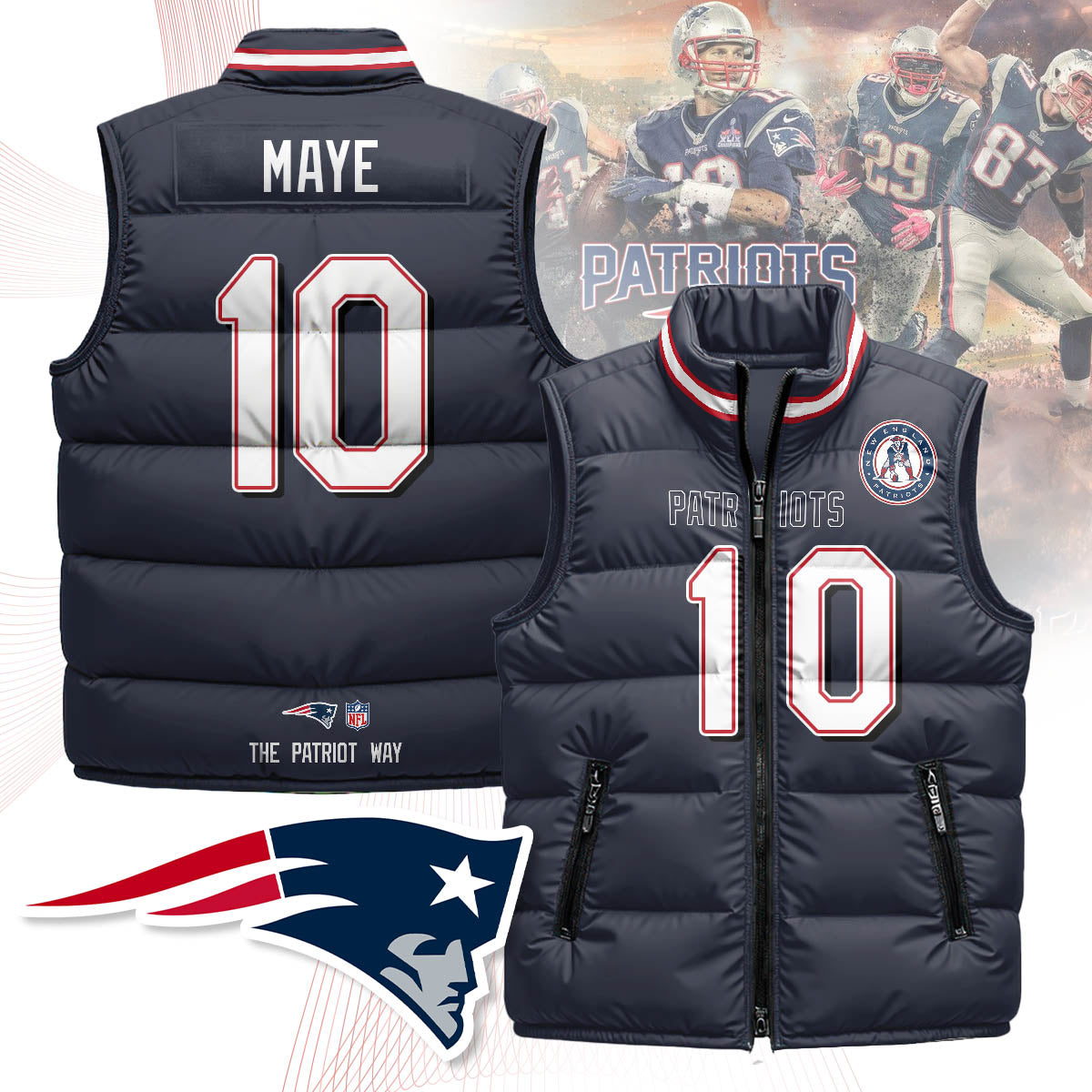 New England Patriots Unisex Puffer Vest - Printed