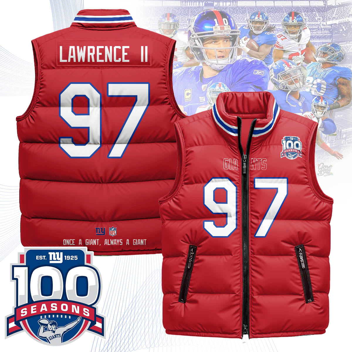 New York Giants Unisex Puffer Vest - Printed