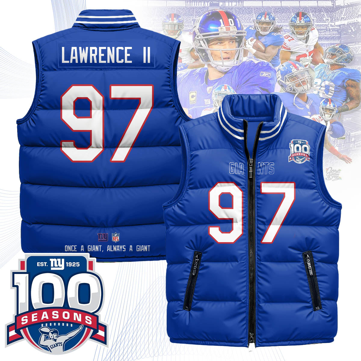 New York Giants Unisex Puffer Vest - Printed