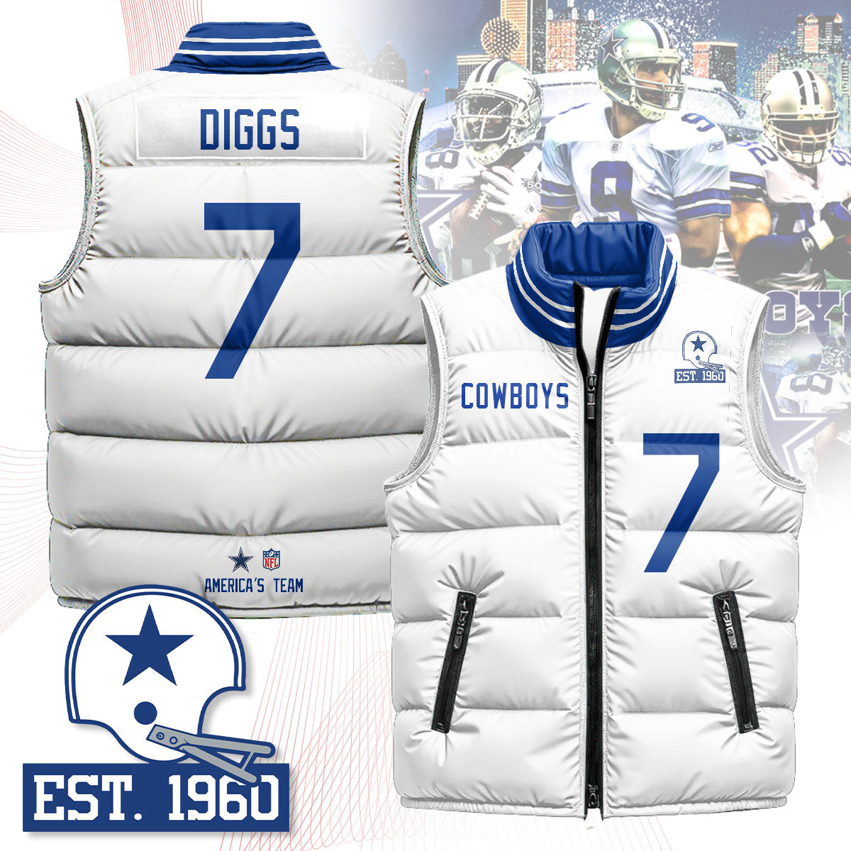 Dallas Cowboys Unisex Puffer Vest - Printed