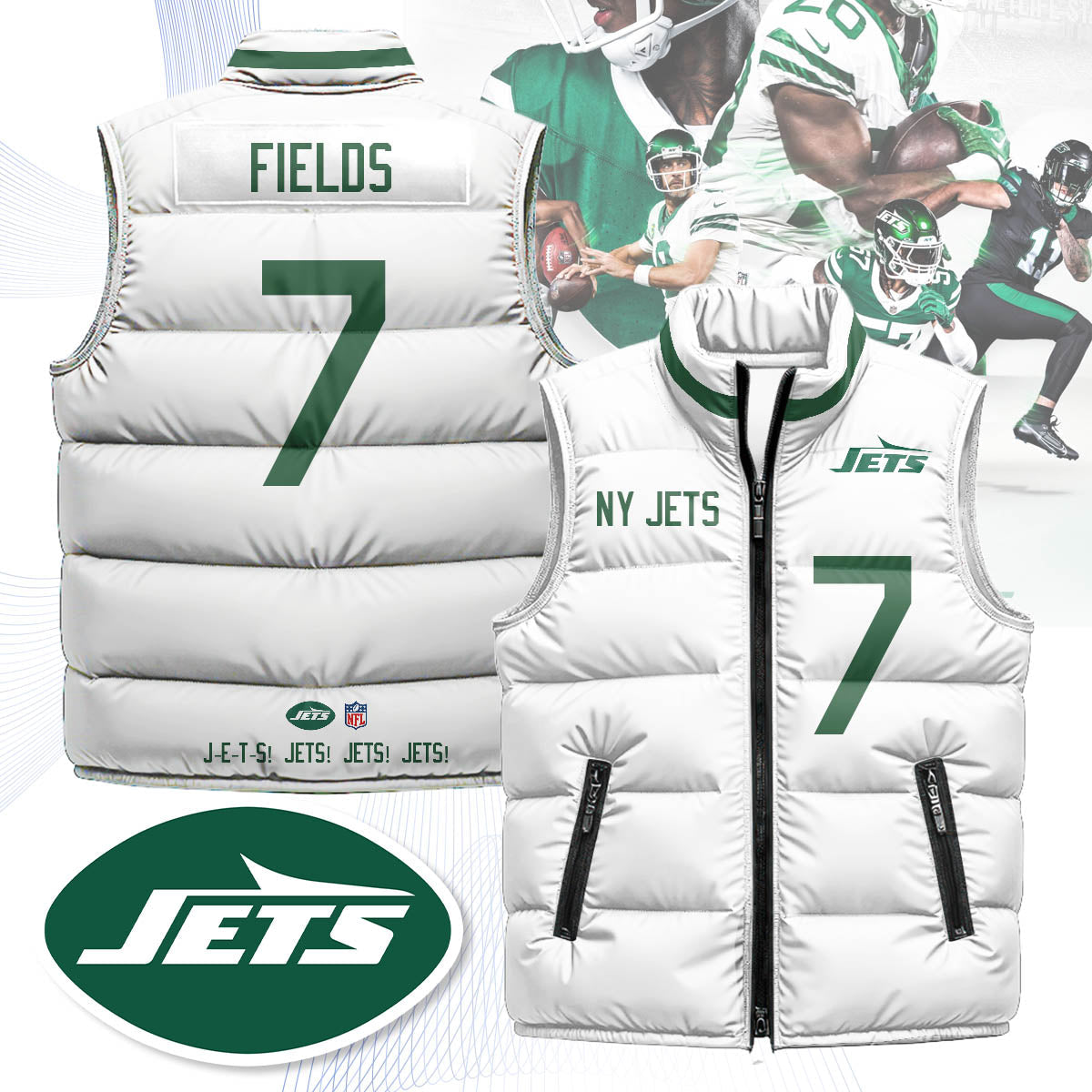 New York Jets Unisex Puffer Vest - Printed