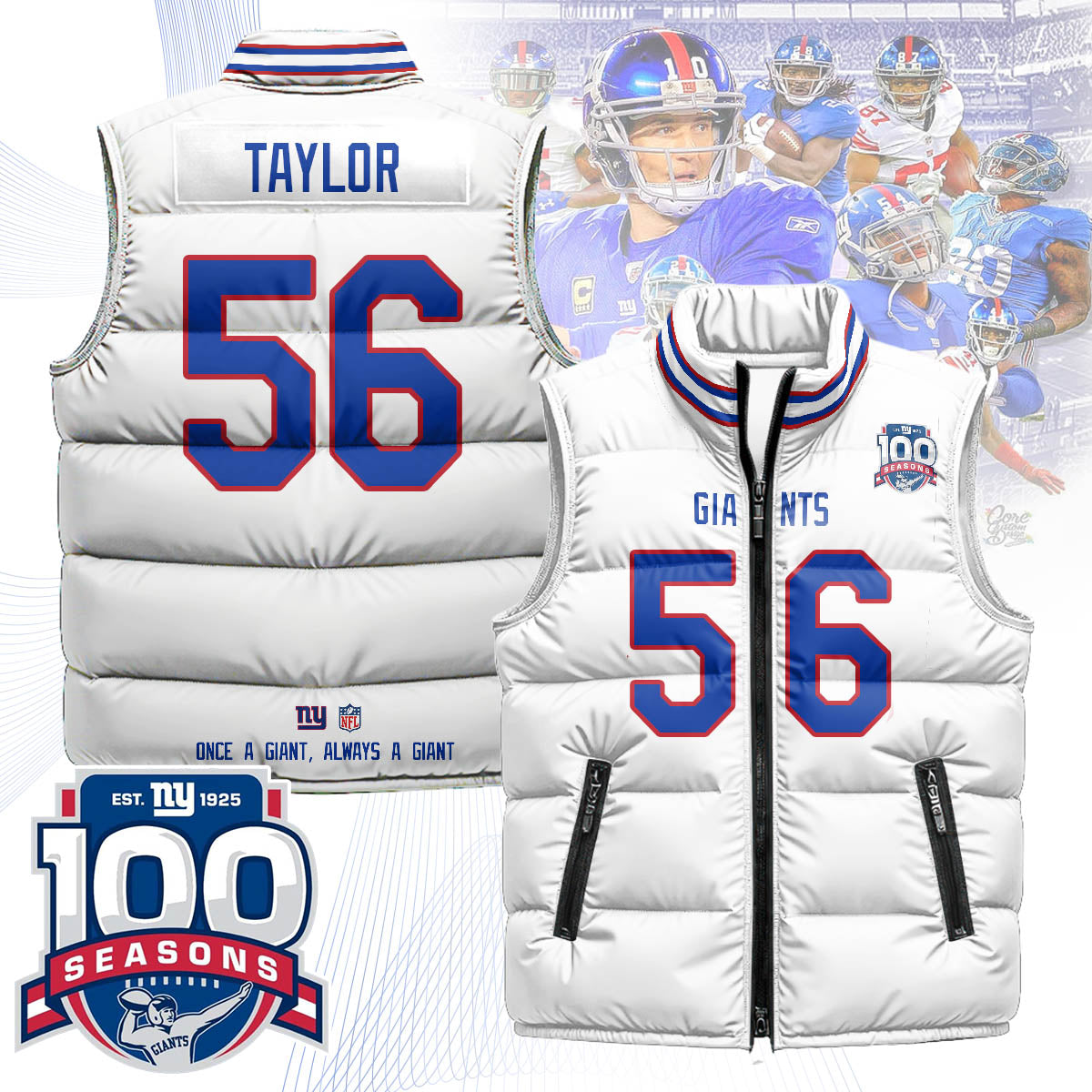 New York Giants Unisex Puffer Vest - Printed