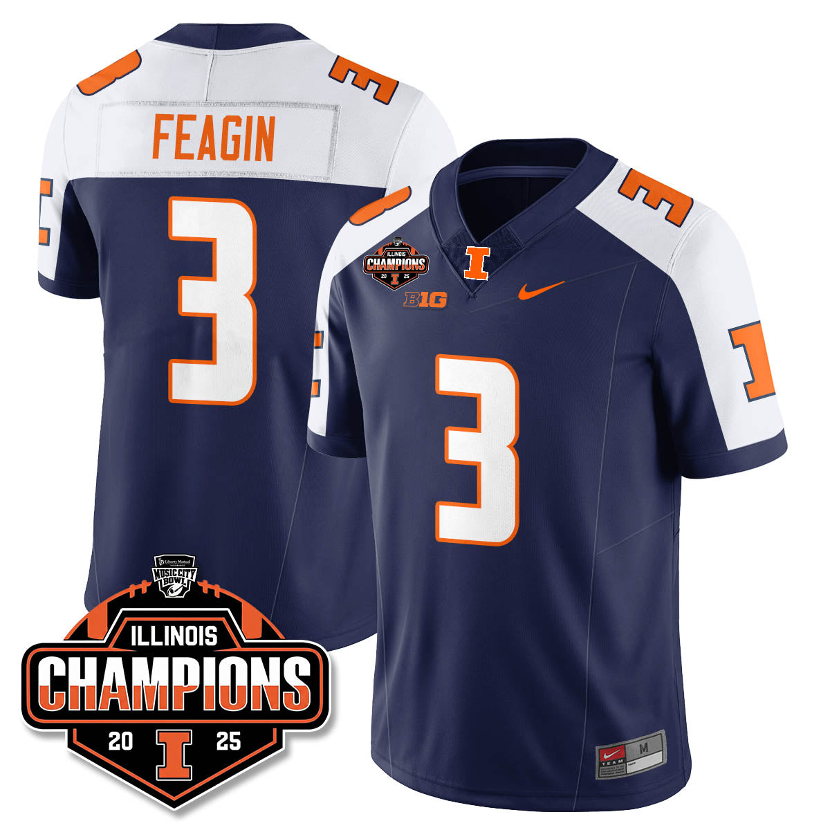ILL Football 2025 Music City Bowl Champions Limited Jersey - All Stitched