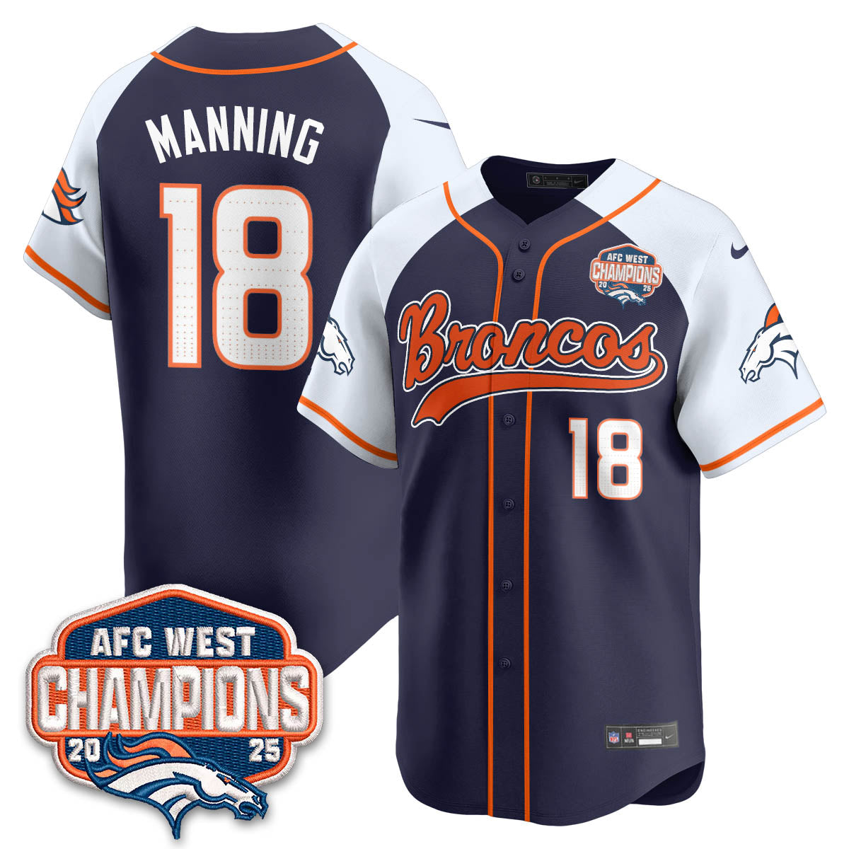 DEN AFC West Division Champions Limited Baseball Jersey V2 - All Stitched