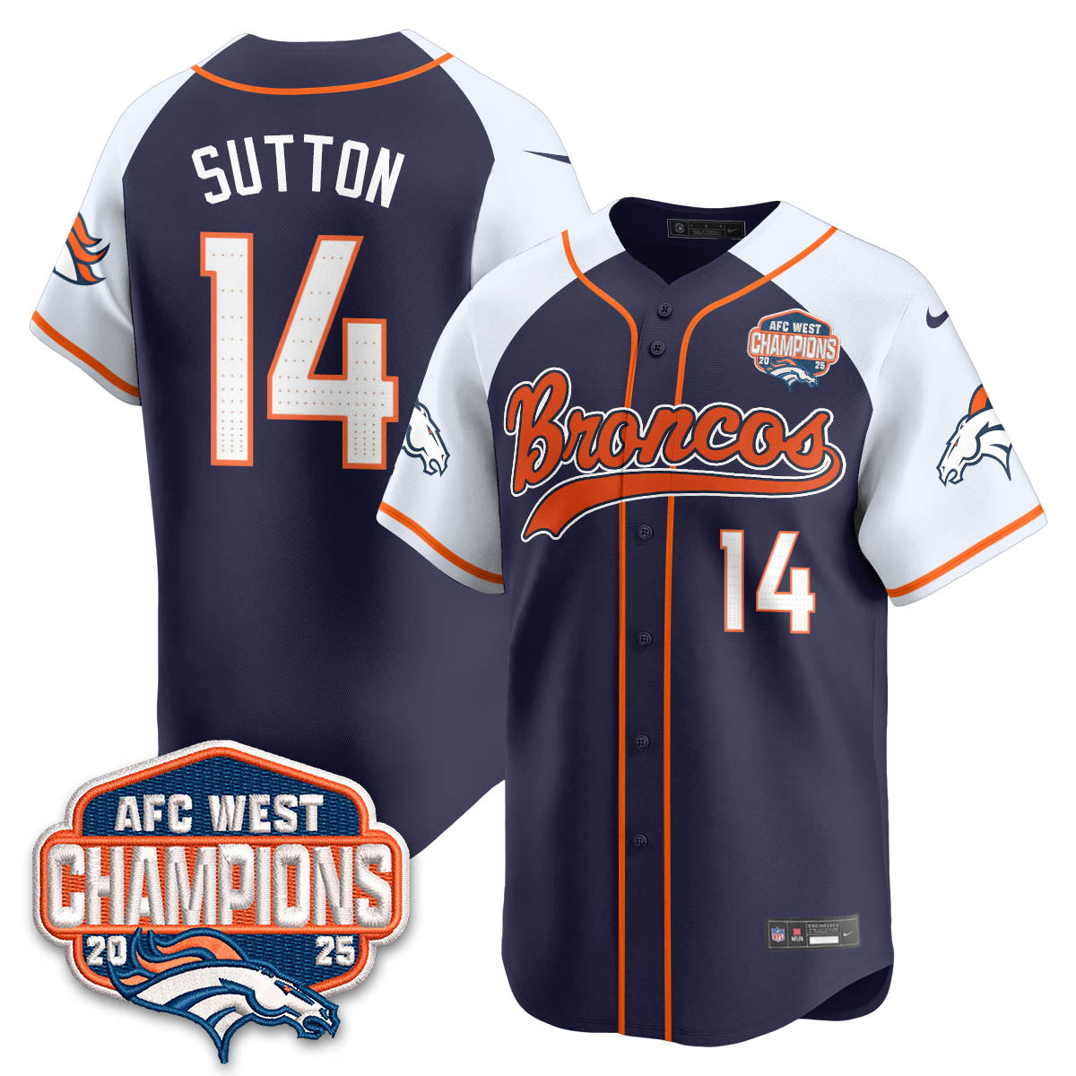 DEN AFC West Division Champions Limited Baseball Jersey V2 - All Stitched
