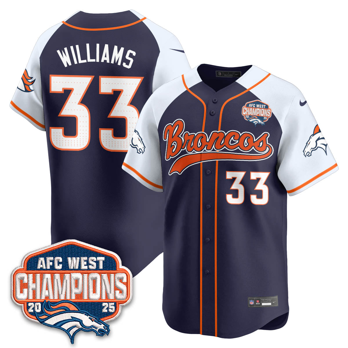 DEN AFC West Division Champions Limited Baseball Jersey V2 - All Stitched