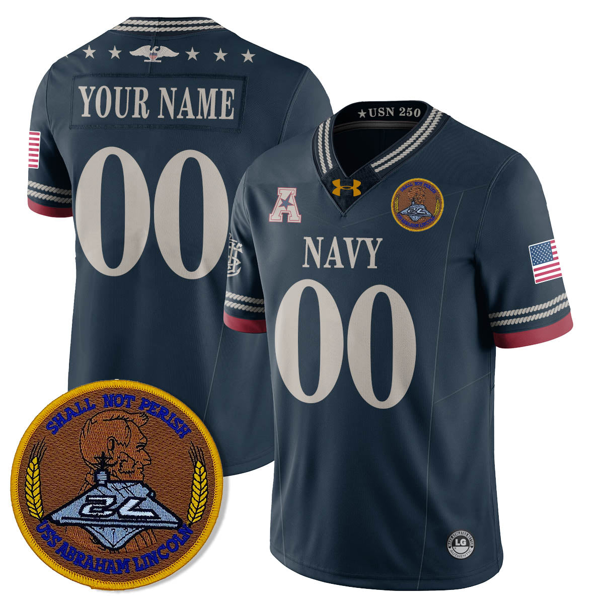 Navy Midshipmen Honoring the 250th Anniversary of the United States Navy Jersey - All Stitched