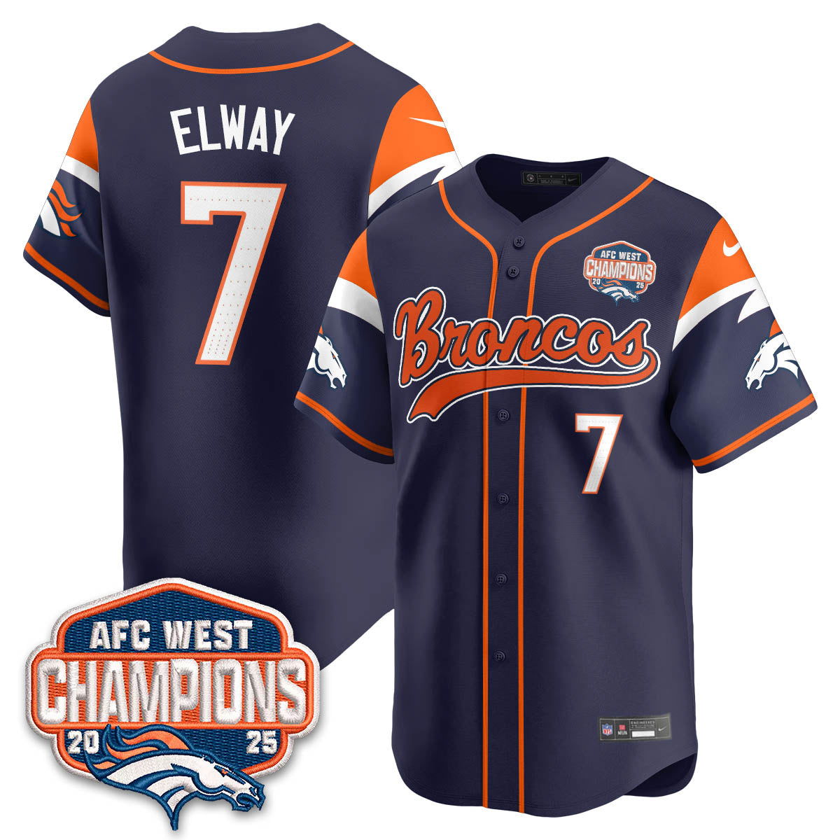 DEN AFC West Division Champions Limited Baseball Jersey V2 - All Stitched