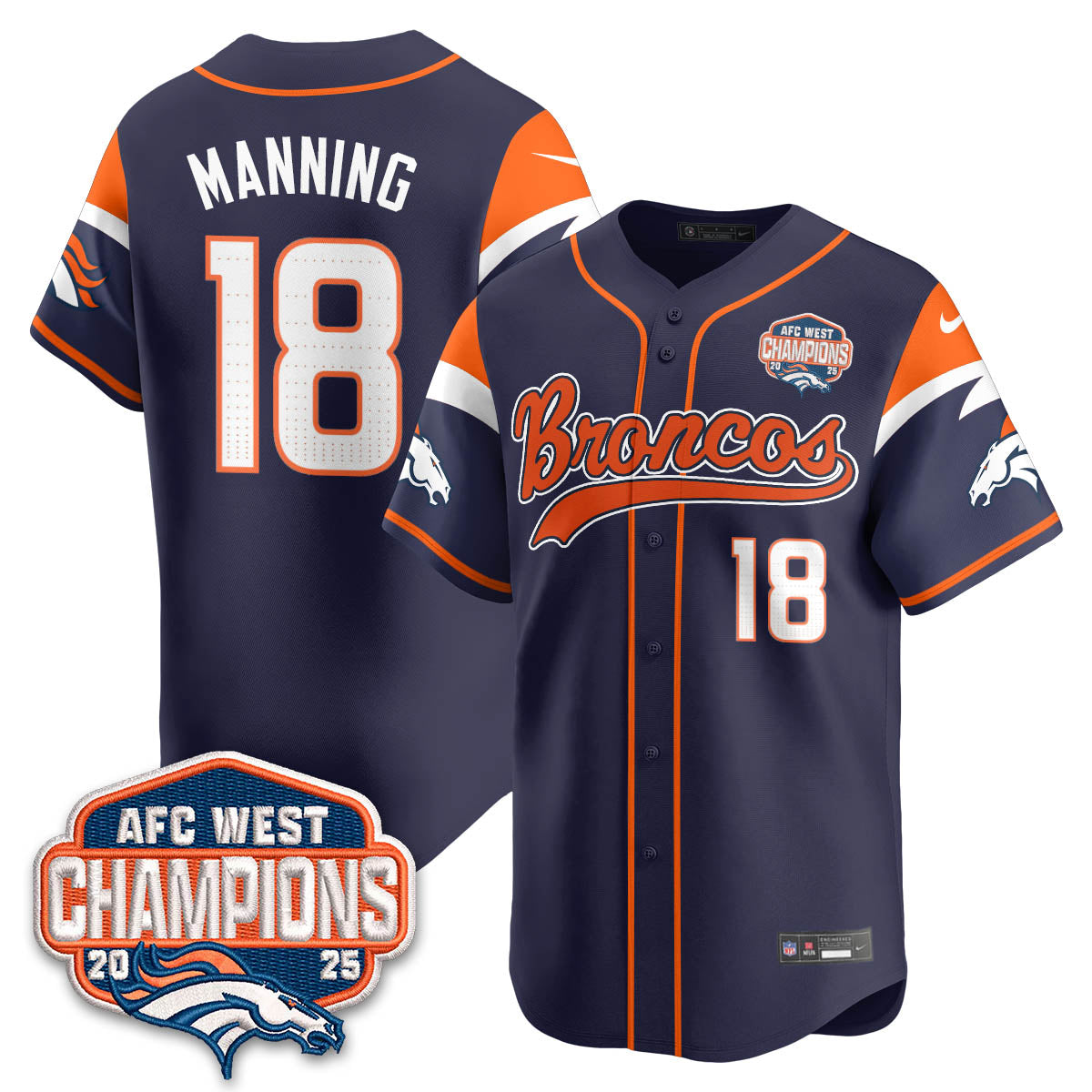 DEN AFC West Division Champions Limited Baseball Jersey V2 - All Stitched