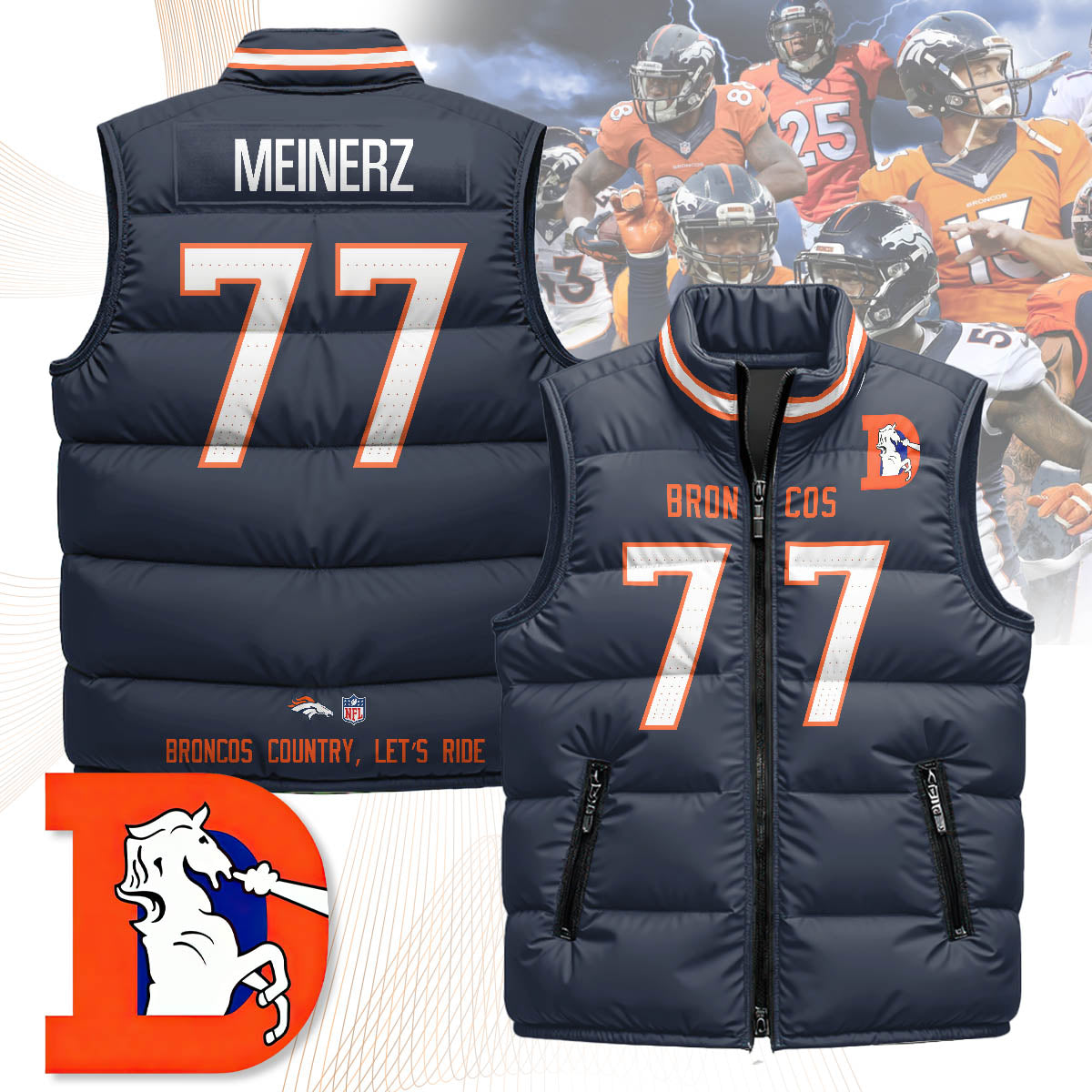 Denver Broncos Unisex Puffer Vest