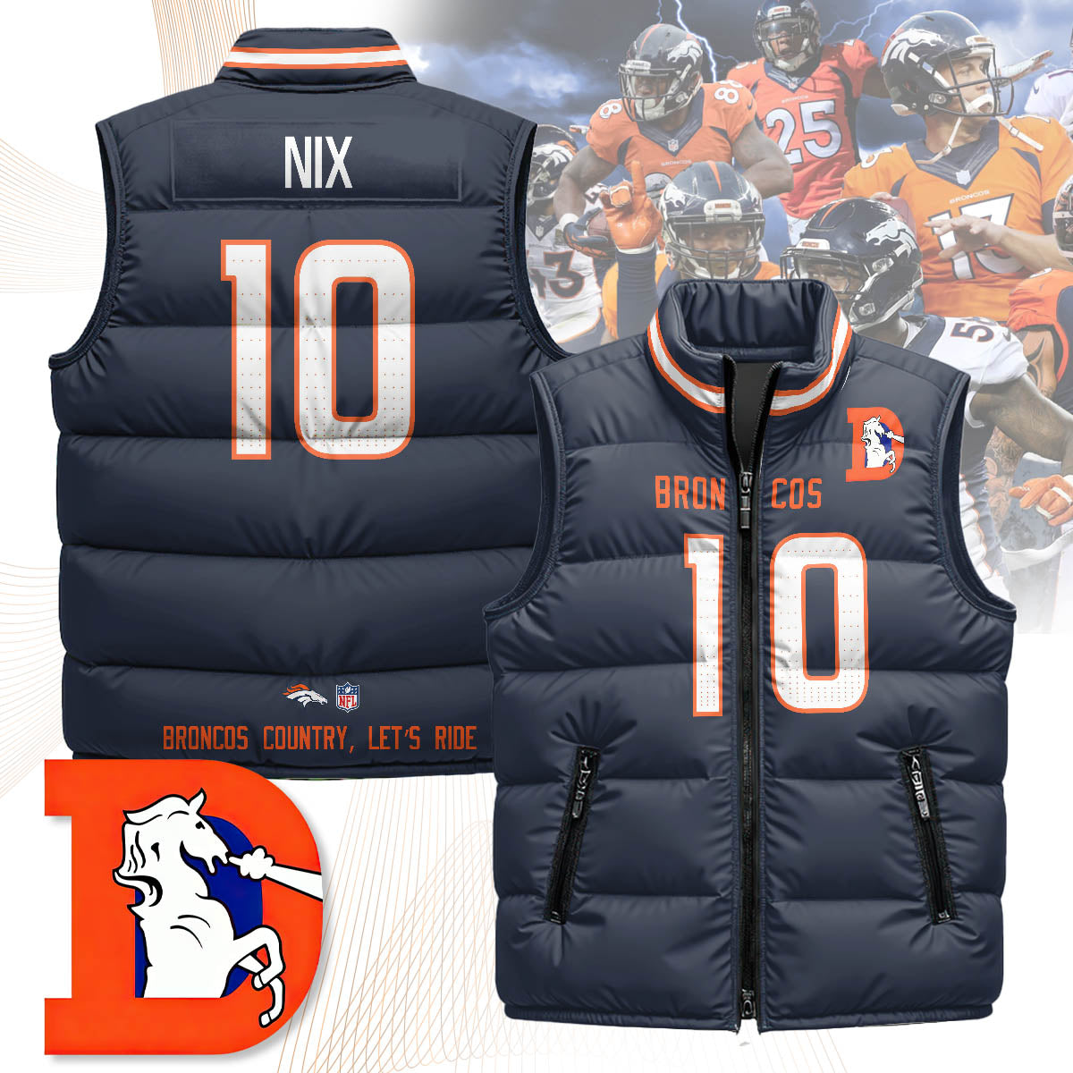 Denver Broncos Unisex Puffer Vest
