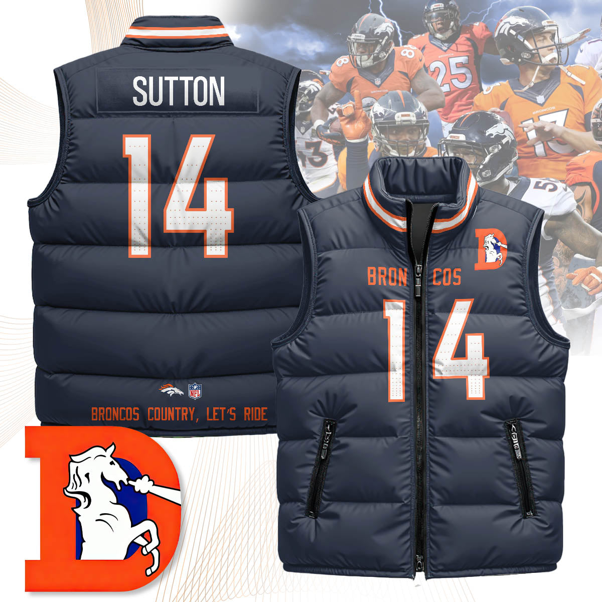 Denver Broncos Unisex Puffer Vest