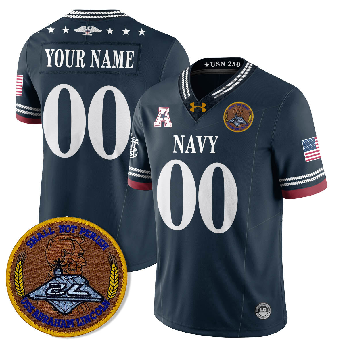Custom Navy Midshipmen Honoring the 250th Anniversary of the United States Navy Jersey - All Stitched