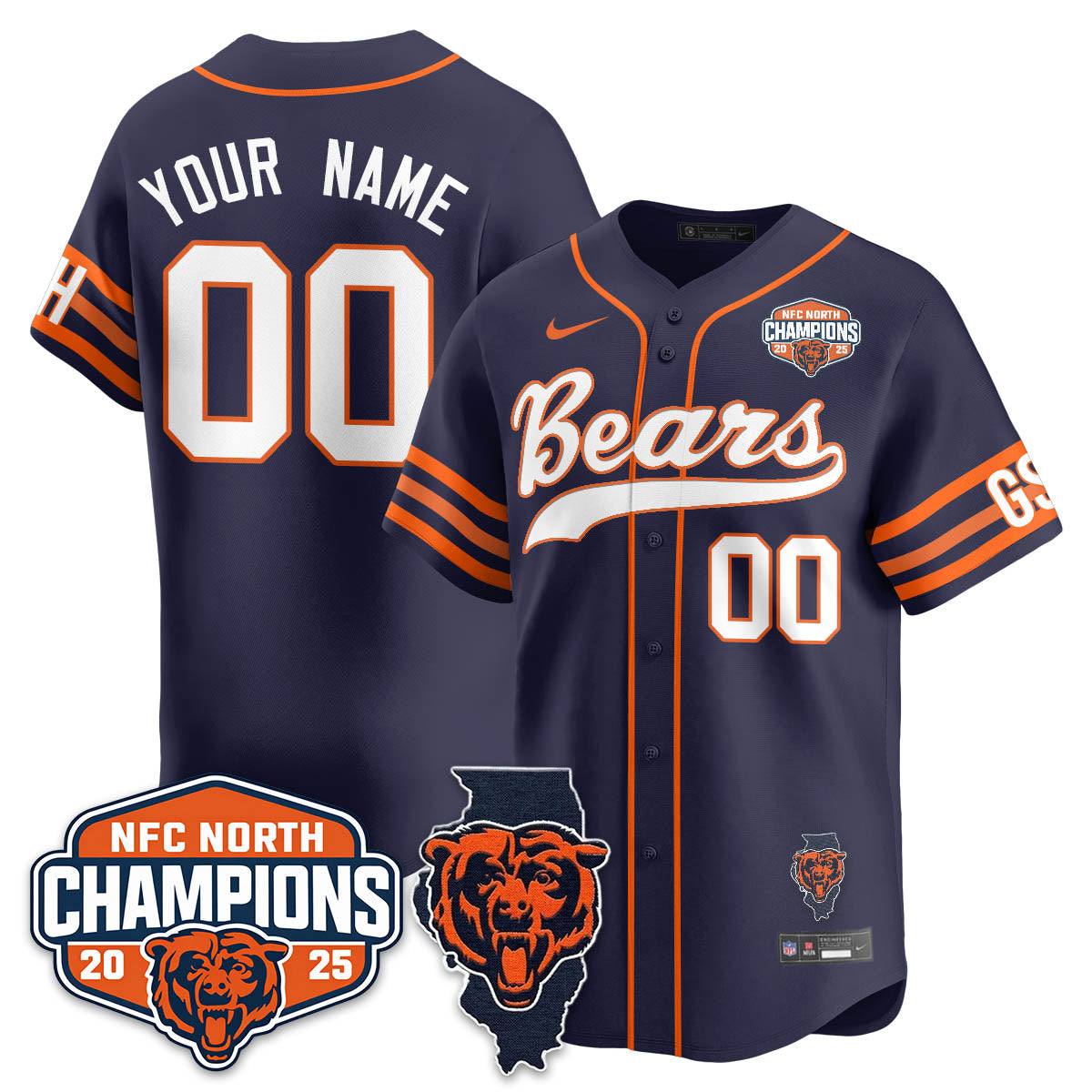 Custom CHI  NFC North Division Champions Vapor Limited Baseball Jersey - All Stitched