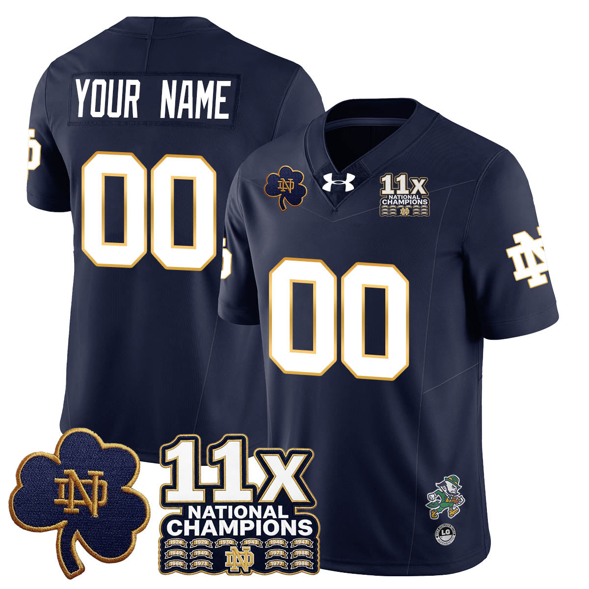 Custom ND 11x-Time National Champions Vapor Limited Jersey - All Stitched