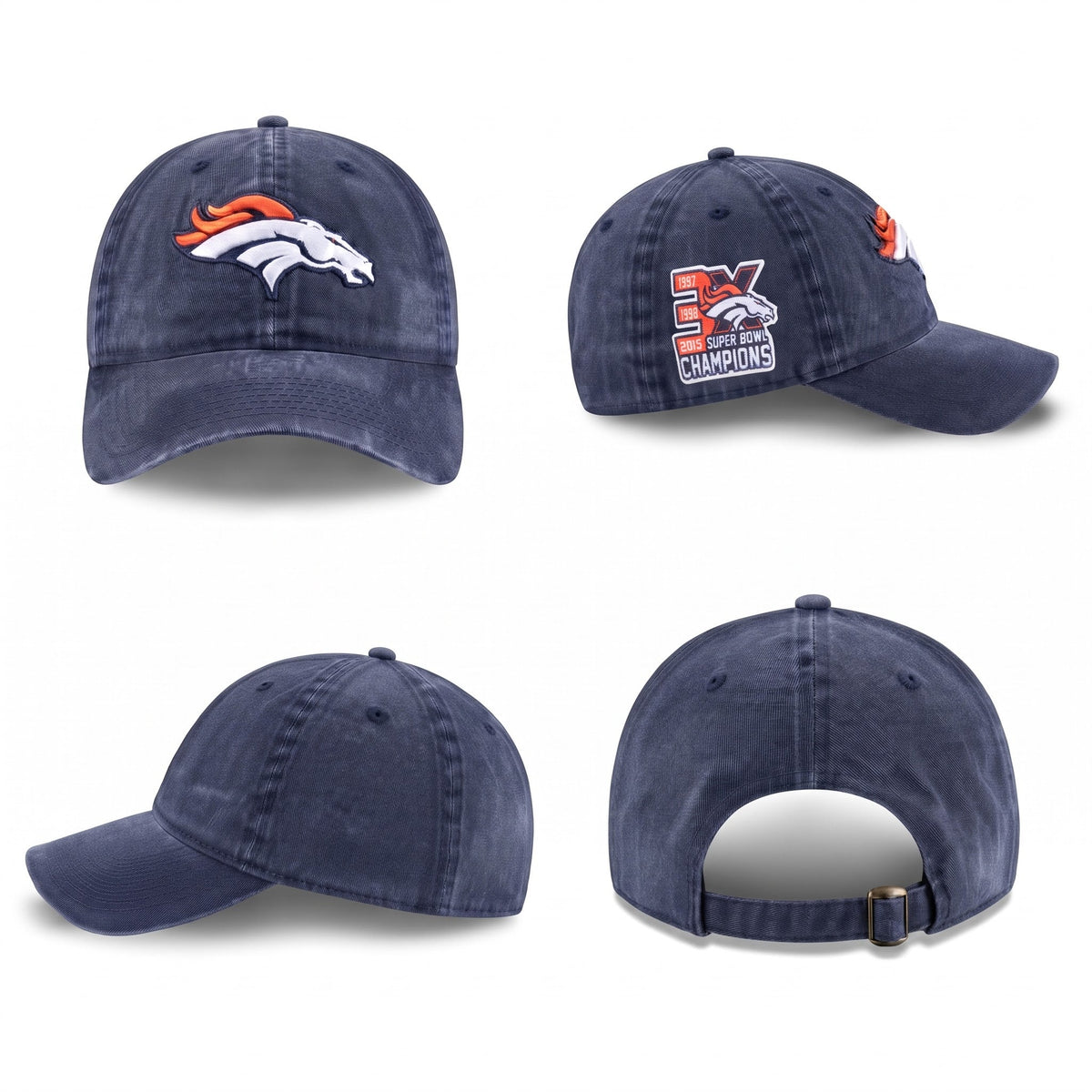DEN 3x Super Bowl Champions Custom Wash Hat - Embroidered V3