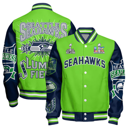 Seattle Seahawks "Lumen Field" Limited Edition Varsity Jacket - Printed