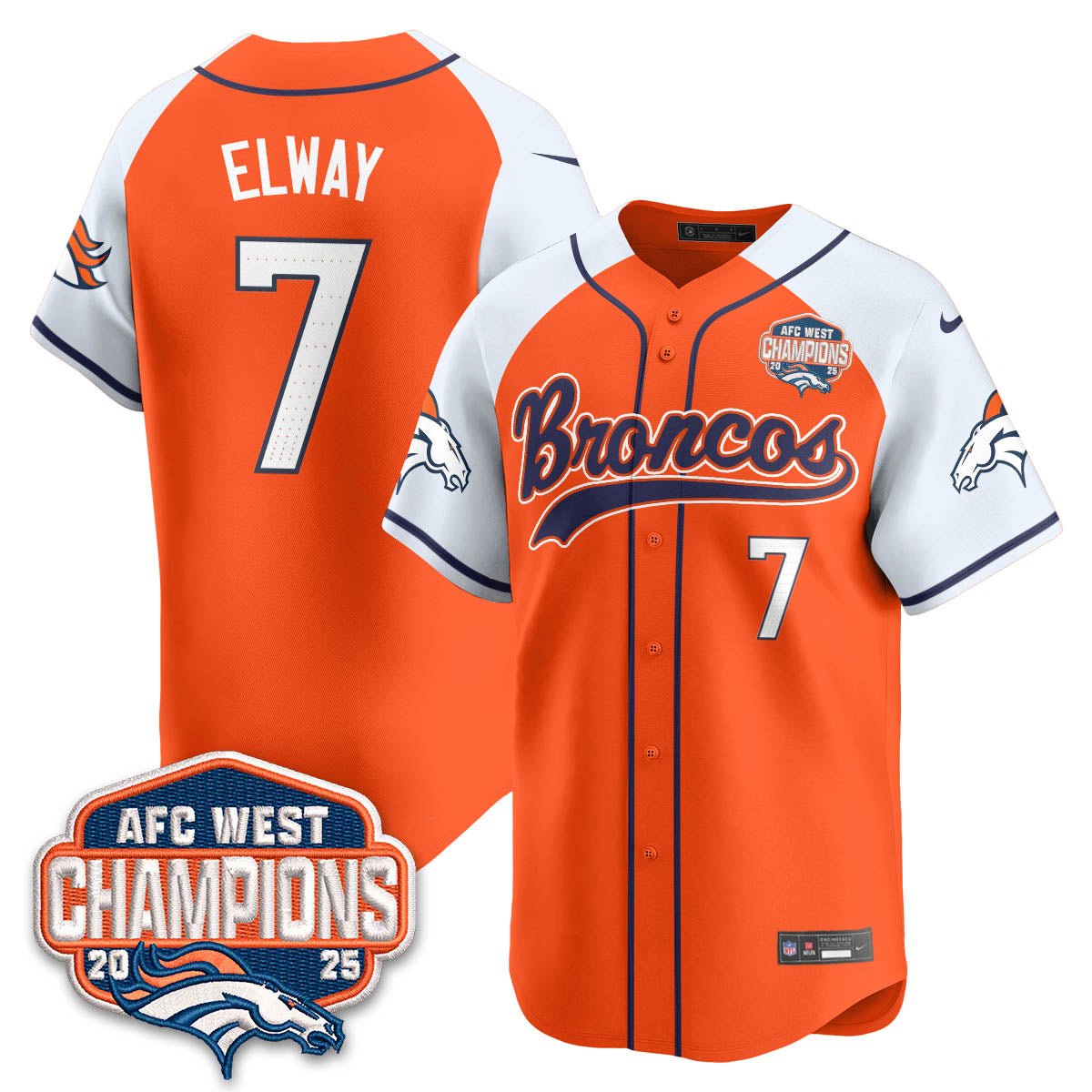 DEN AFC West Division Champions Limited Baseball Jersey V2 - All Stitched