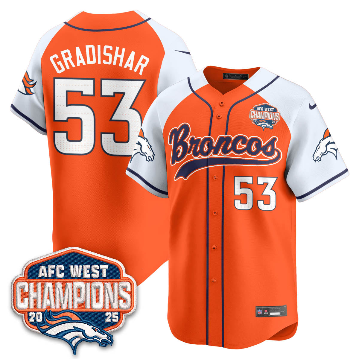 DEN AFC West Division Champions Limited Baseball Jersey V2 - All Stitched