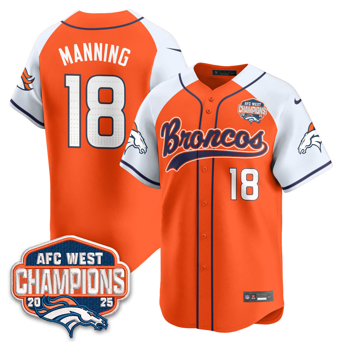 DEN AFC West Division Champions Limited Baseball Jersey V2 - All Stitched