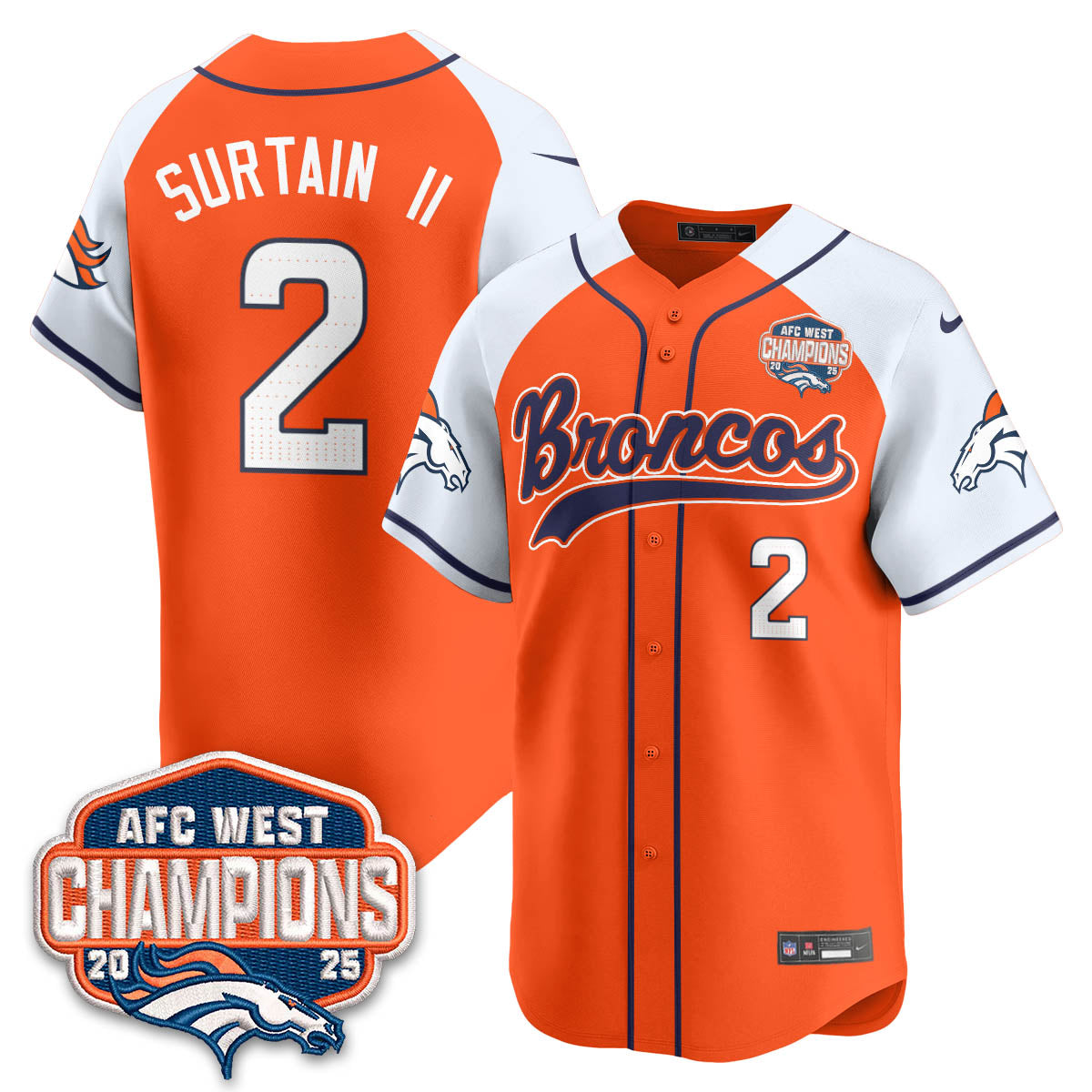 DEN AFC West Division Champions Limited Baseball Jersey V2 - All Stitched