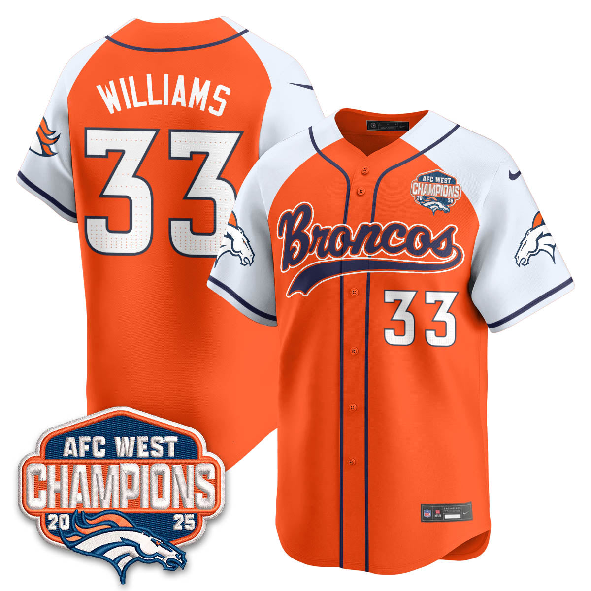 DEN AFC West Division Champions Limited Baseball Jersey V2 - All Stitched
