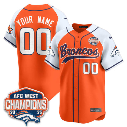 DEN AFC West Division Champions Limited Baseball Custom Jersey V2 - All Stitched