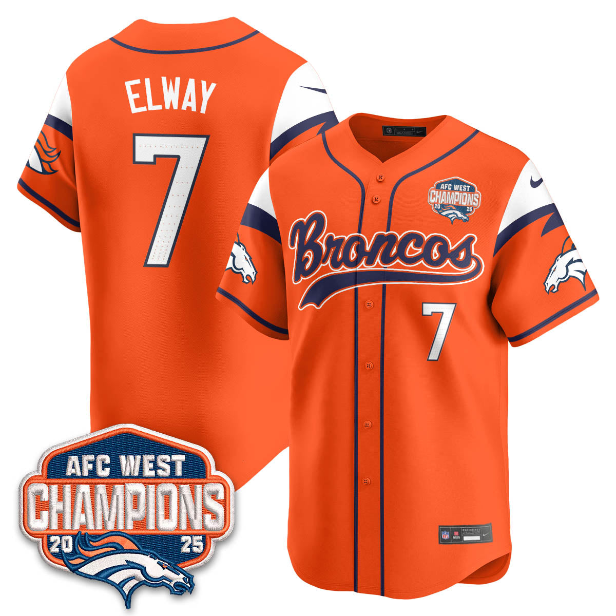 DEN AFC West Division Champions Limited Baseball Jersey V2 - All Stitched
