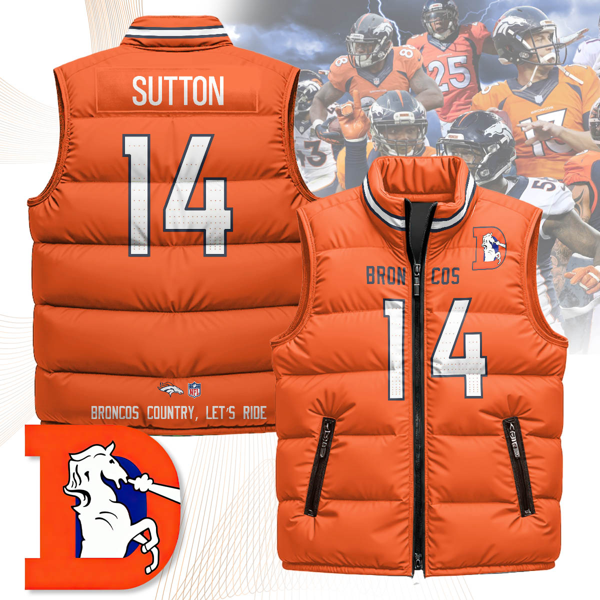 Denver Broncos Unisex Puffer Vest