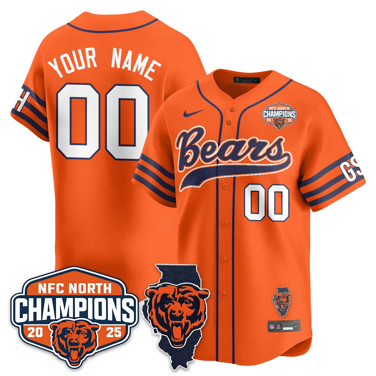 Custom CHI  NFC North Division Champions Vapor Limited Baseball Jersey - All Stitched