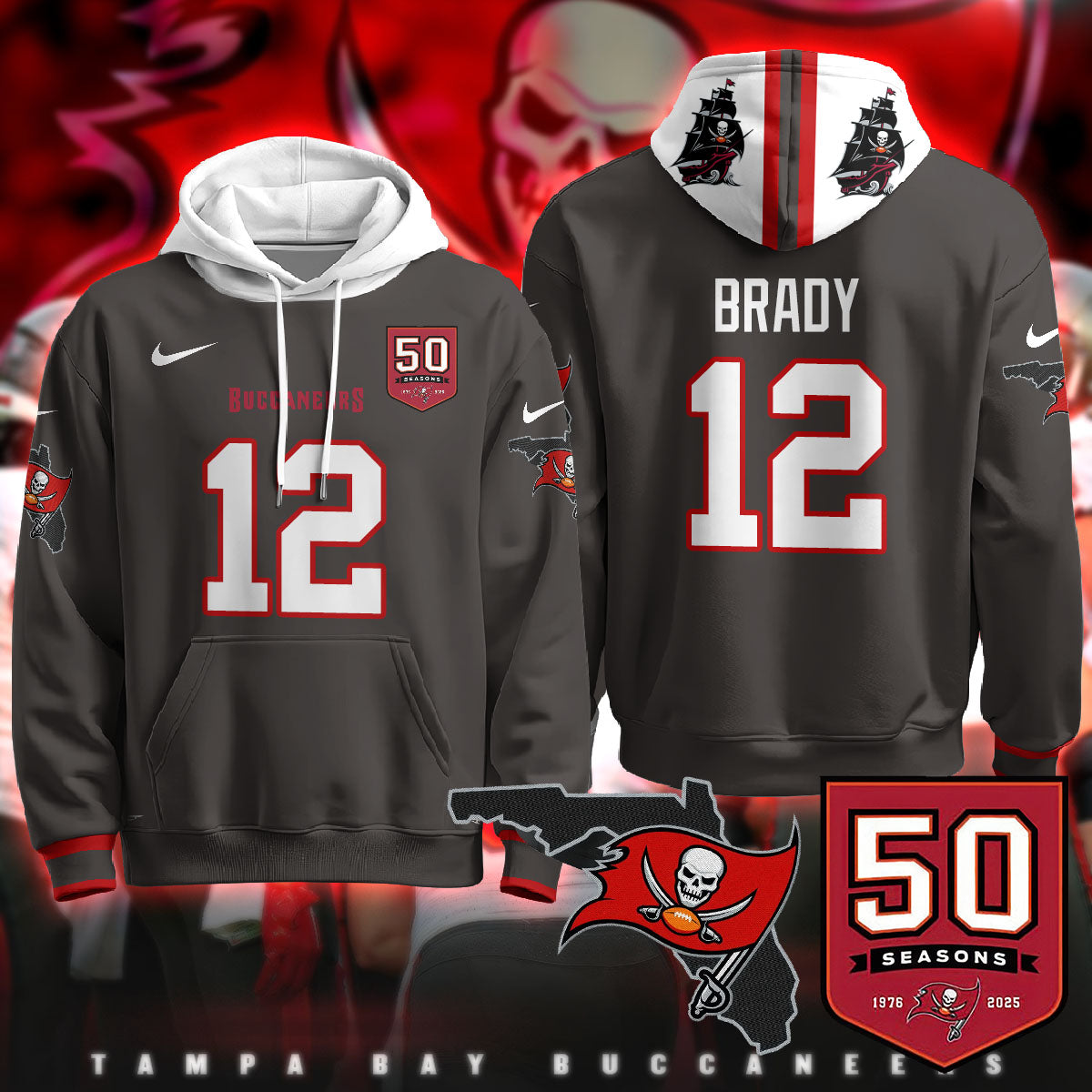 TB Creamsicle Throwback Hoodie - 50th Season Patch - All Stitched