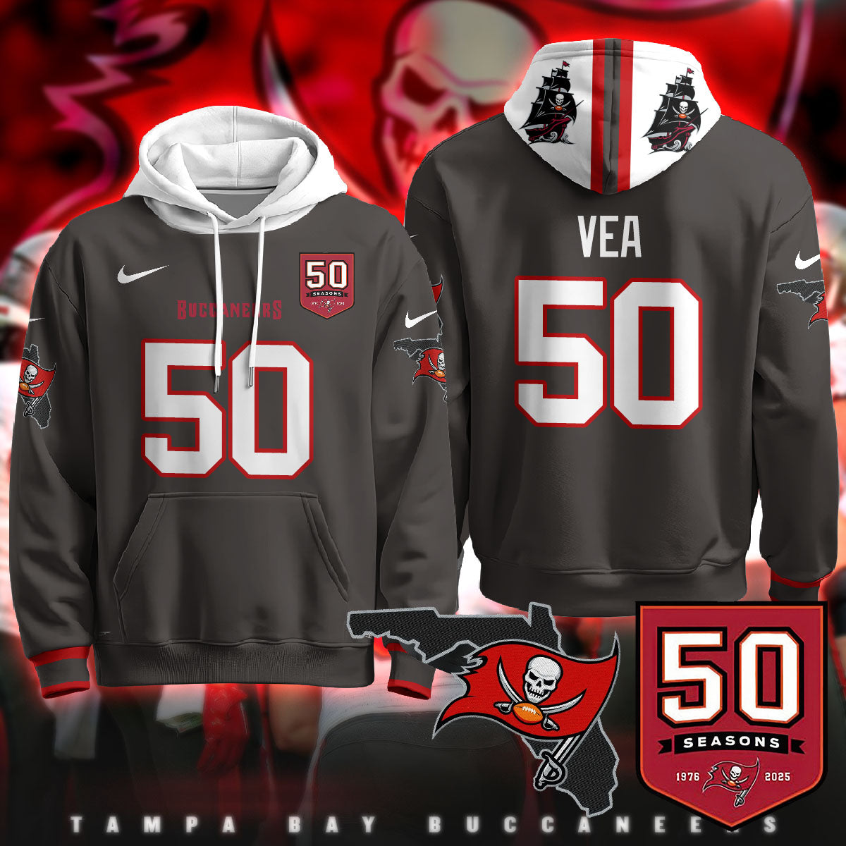 TB Creamsicle Throwback Hoodie - 50th Season Patch - All Stitched