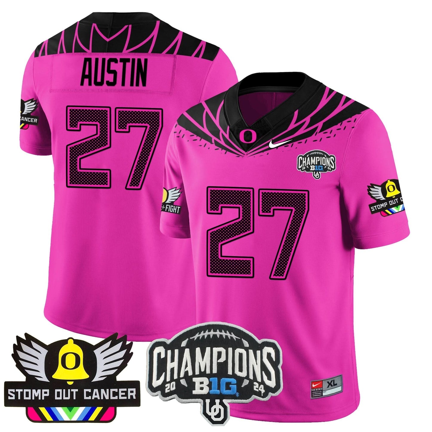 Oregon Alternate 2024 Big Ten Champions Jersey V2 - All Stitched