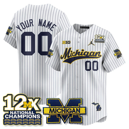 Custom MICH 12x-Time National Champions Baseball Limited Jersey - All Stitched
