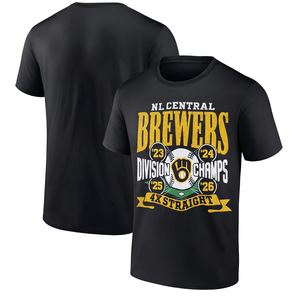 MIL 4X Straight NL Central Division Champs One Side T-Shirt - Printed