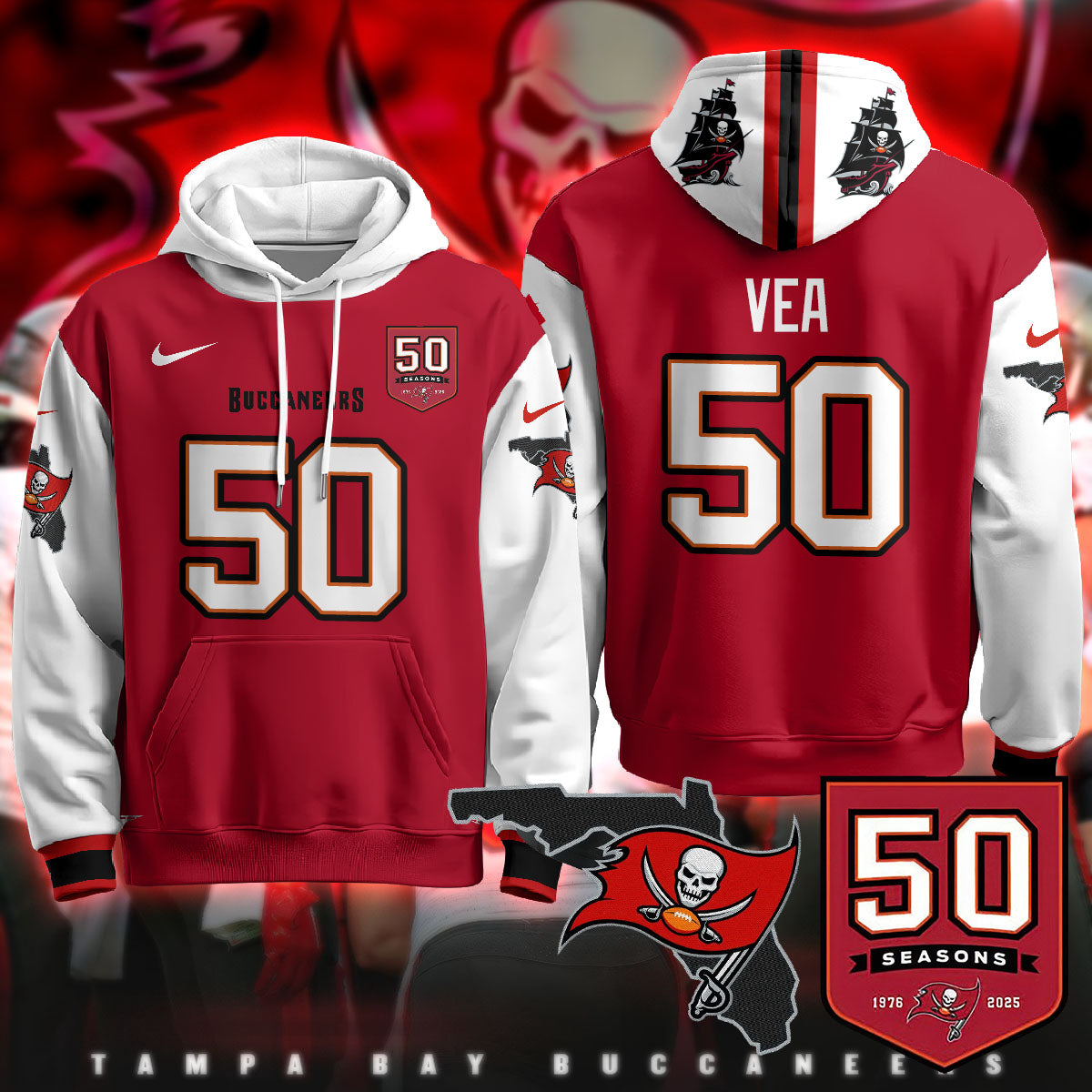 TB Creamsicle Throwback Hoodie - 50th Season Patch - All Stitched