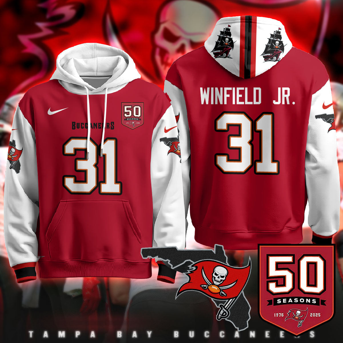 TB Creamsicle Throwback Hoodie - 50th Season Patch - All Stitched