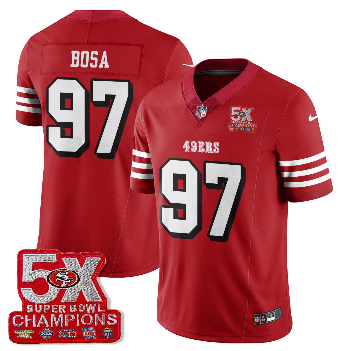 SF 5-Time Champions Patch Vapor Limited Jersey - All Stitched