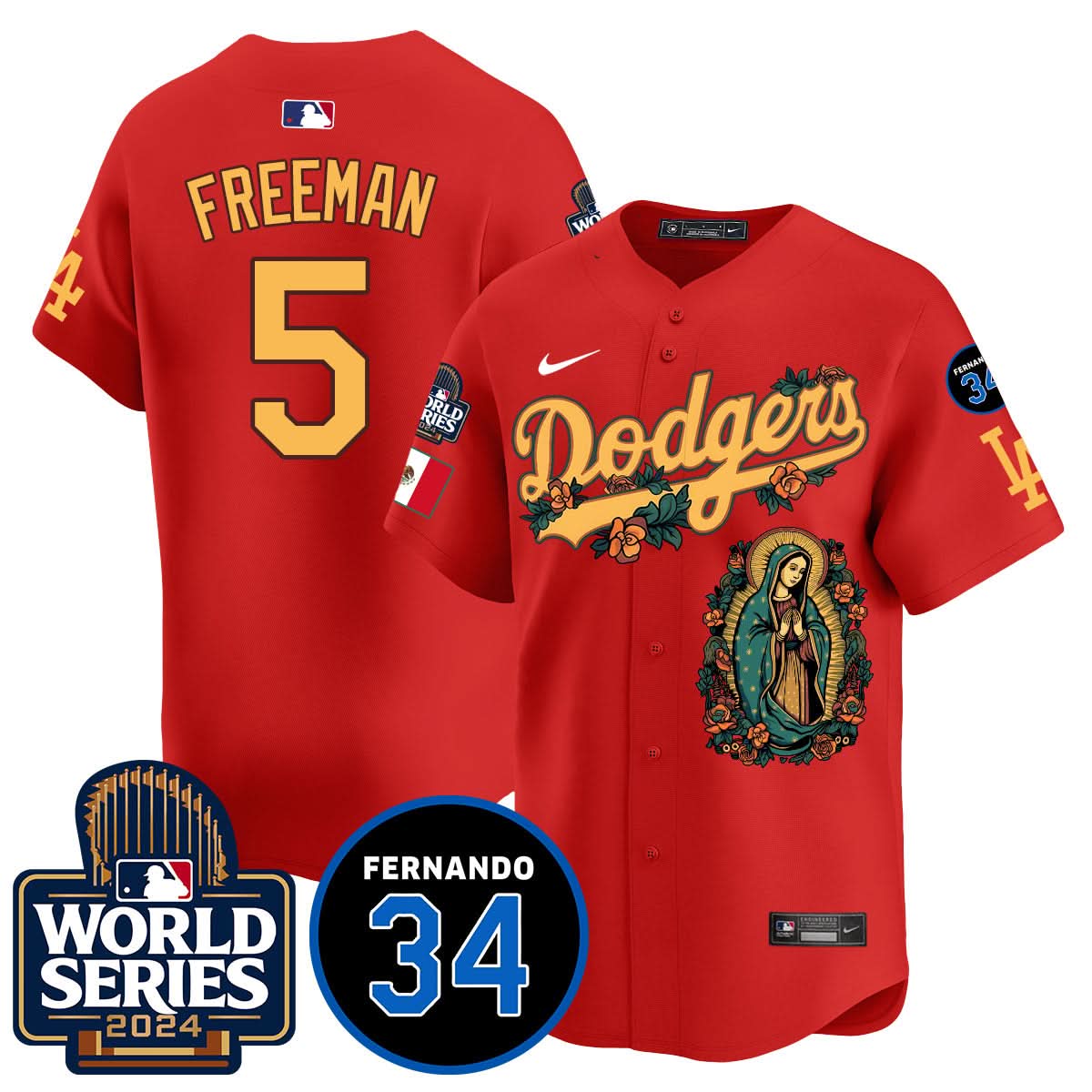 Dodgers Guadalupe - Fernando Valenzuela Memorial Jersey - Printed