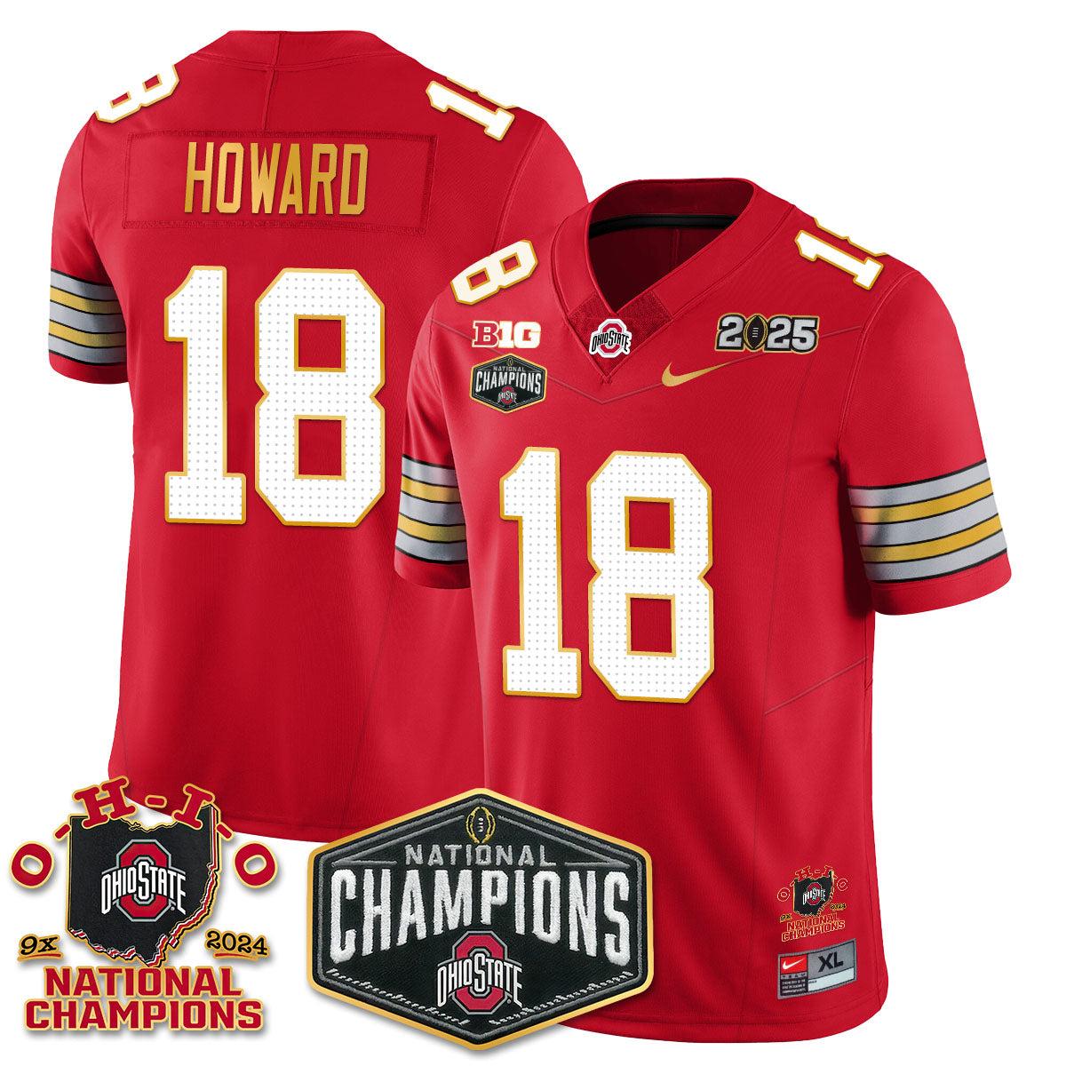 OSU 'Heritage Stripe' 2025 CFP Patch - National Champions Jersey N8 - All Stitched