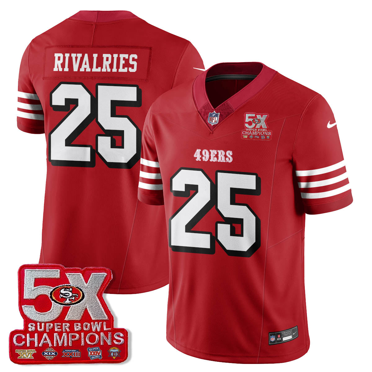 SF 5-Time Champions Patch Vapor Limited Jersey - All Stitched