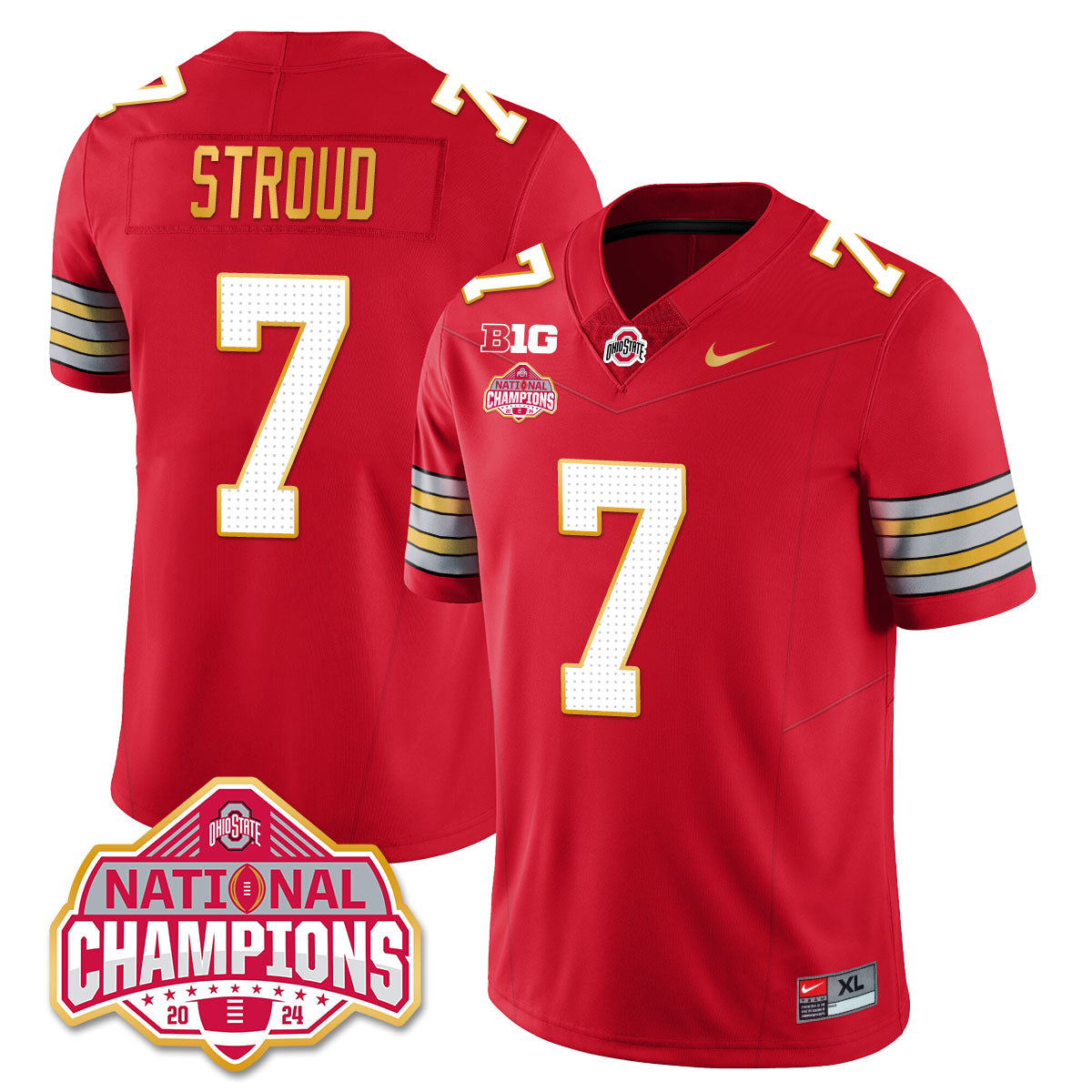 OSU 'Heritage Stripe' 2025 CFP Patch - National Champions Jersey - All Stitched