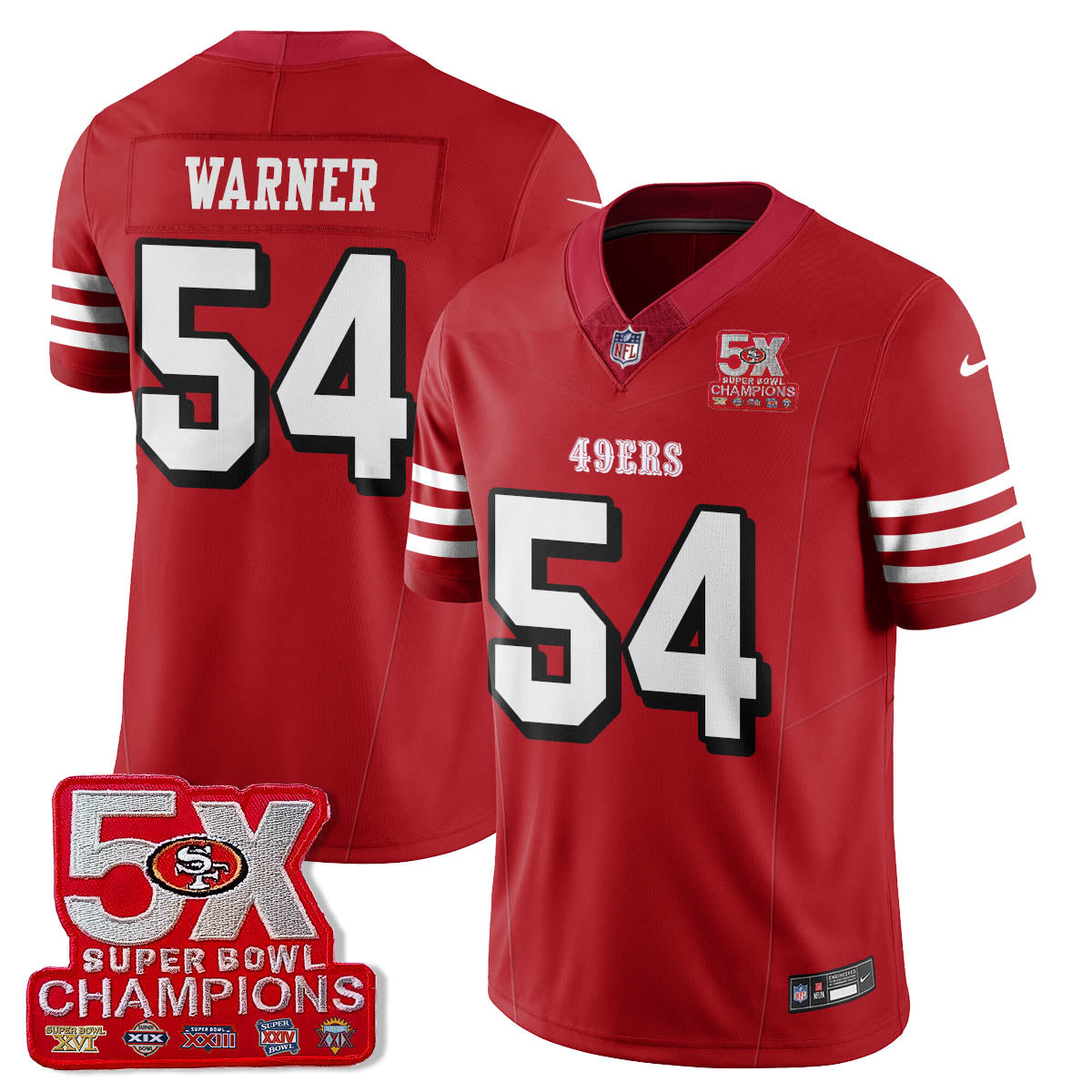 SF 5-Time Champions Patch Vapor Limited Jersey - All Stitched